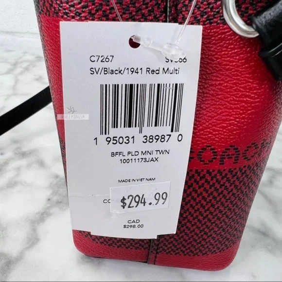 Coach Mini Town Bucket Bag Crossbody With Buffalo Plaid Print - Picture 9 of 10